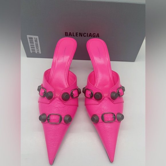 BALENCIAGA Cagole 70 Leather Point Toe Mules - Picture 2 of 13